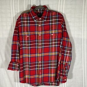 American Eagle Outfitters Red, Blue & White Plaid Flannel Shirt